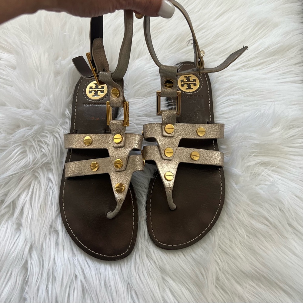 Tory Burch Gladiator sandals gold hardware 8 1/2